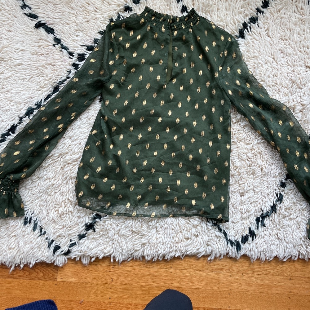 Stunning Tuckernuck Green and Gold Blouse size XS